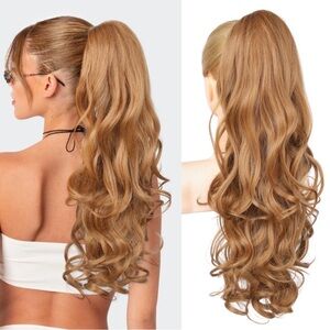 24" Strawberry Blonde Ponytail Extension Drawstring Hairpiece Luxury Natural NWT